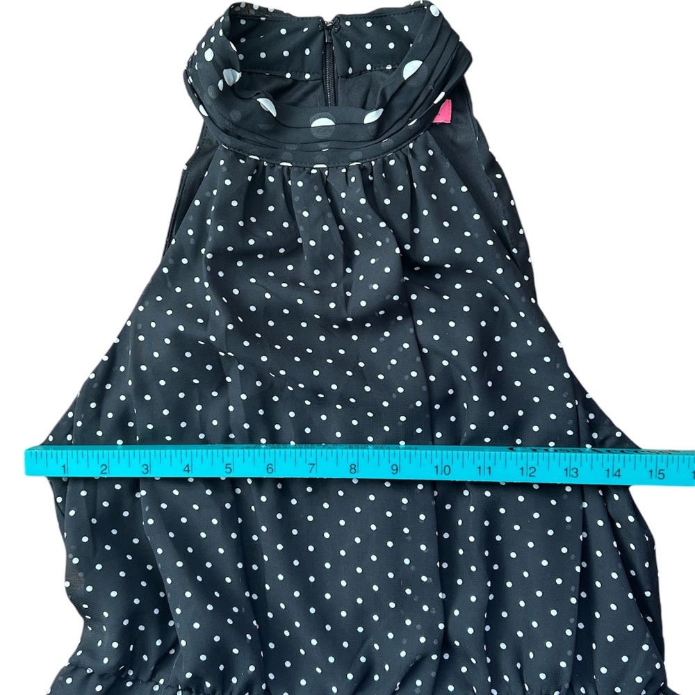 Betsey Johnson Black White Polka Dot Ruffle Halter Dress NWT sz 8 - Picture 3 of 10